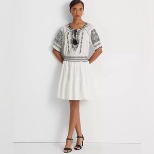 Ralph Lauren Embroidered Cotton Voile Dress